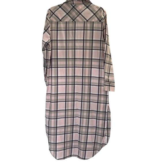 FLANNEL AUSTRALIA Chic Light Pink, Gray Plaid Shirt Dress or Duster Size 6-8 - Picture 2 of 13